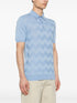 chevron-detail fine ribbed polo shirt